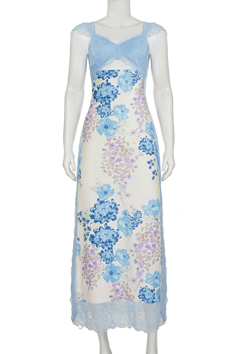 Floral Lace Trim Casual Dress