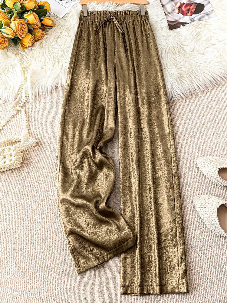 Hot stamping bronzing wide-leg pants