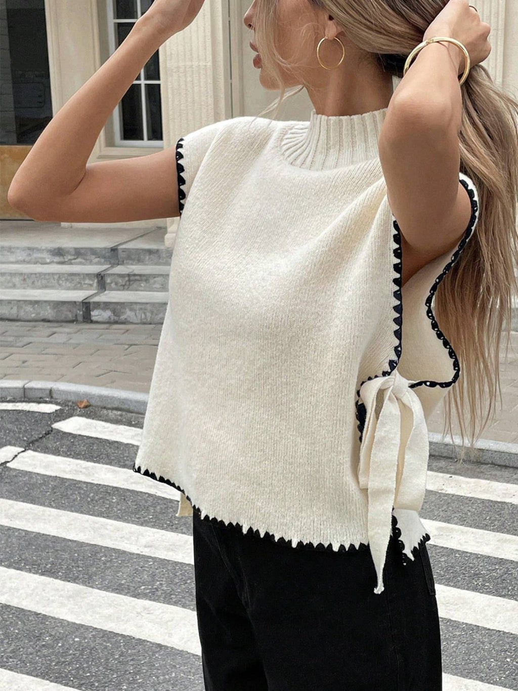 Bow Tie Sleeveless Knit Vest