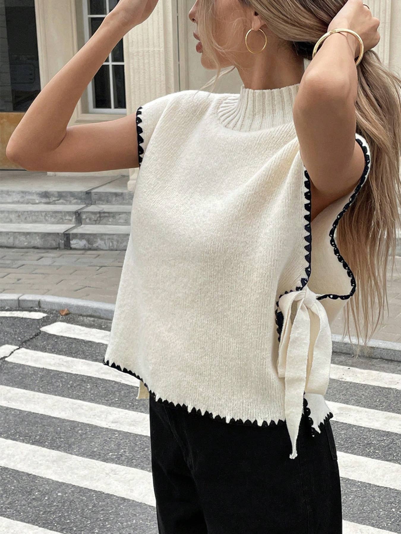 Bow Tie Sleeveless Knit Vest