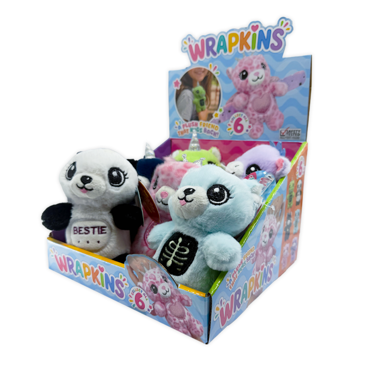 Wrapkins Wrist Band Slap Hug Plush Pal Variety - 6/Display