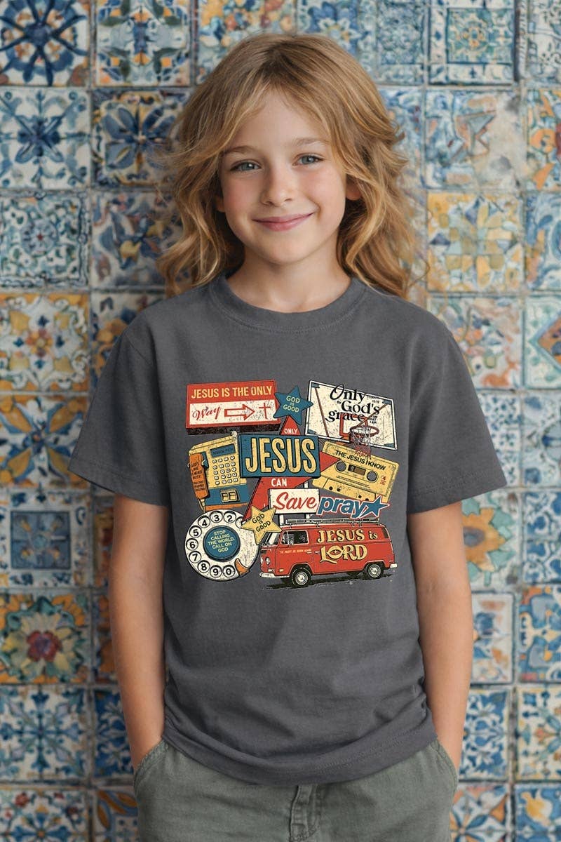 Jesus Save Collage Kids Graphic Heavy Cotton Tee