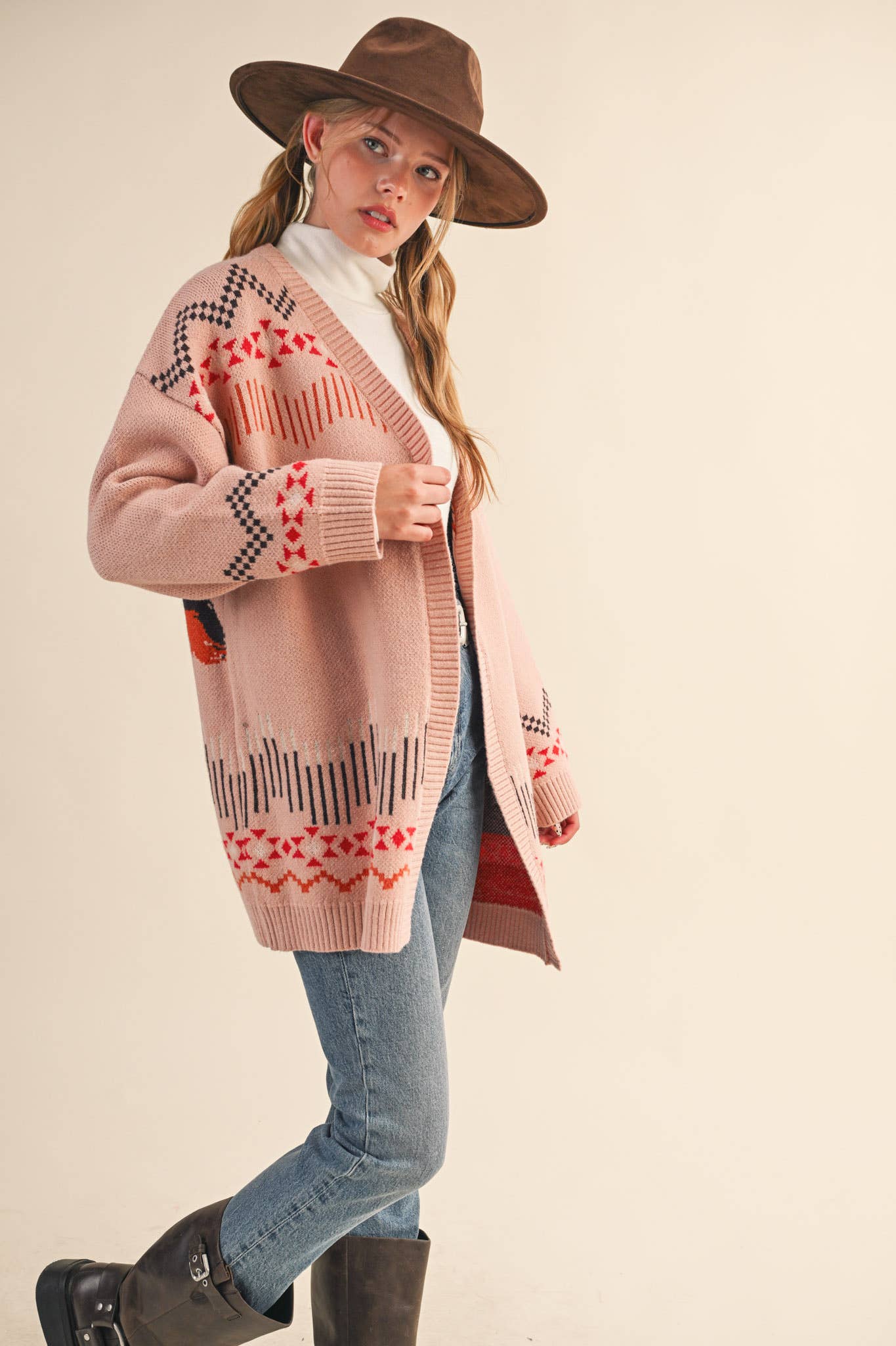 WESTERN MOTIF SWEATER CARDIGAN