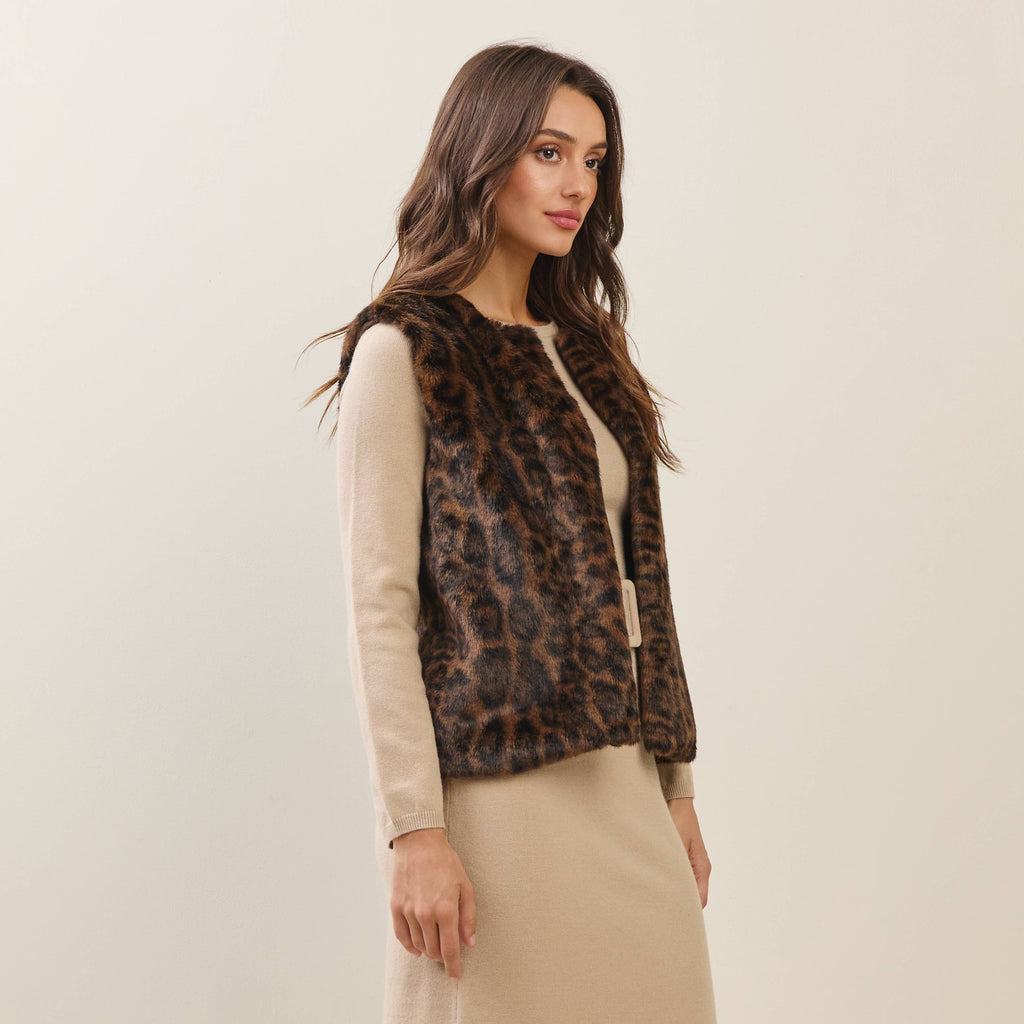 Leopard faux fur vest