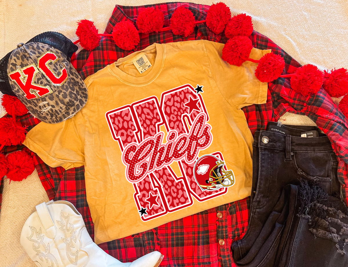 KC CHIEFS LEOPARD TEE (MUSTARD)