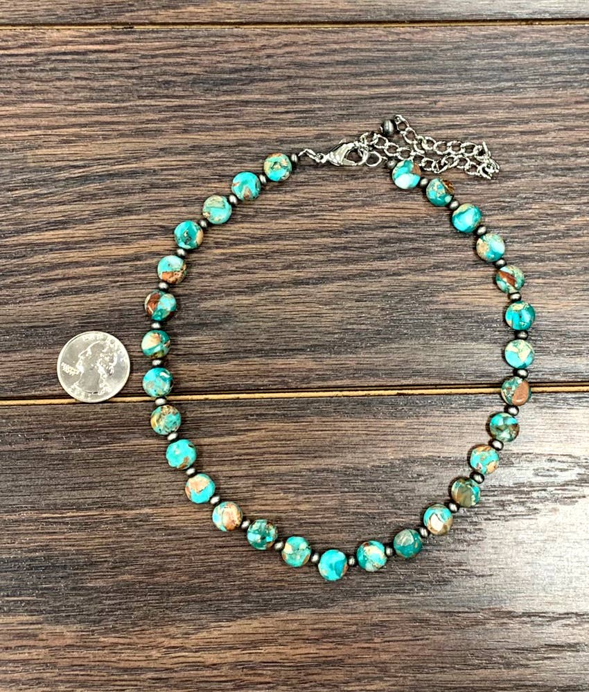 734617, 15" 10mm Round Gemstone Necklace