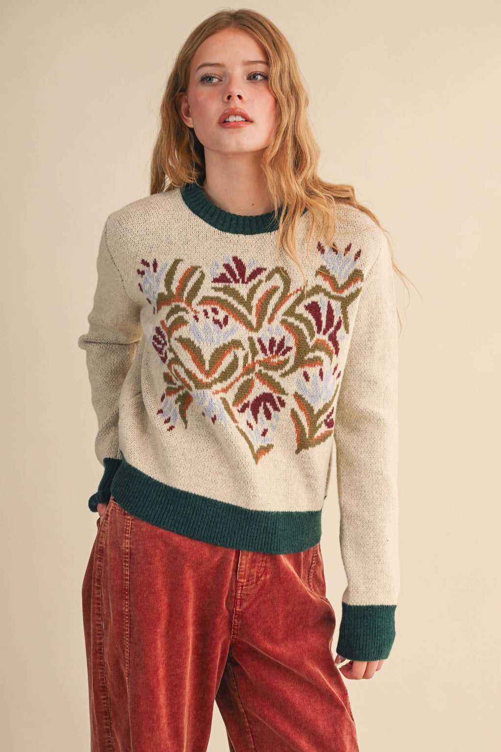 FLORAL KNIT SWEATER