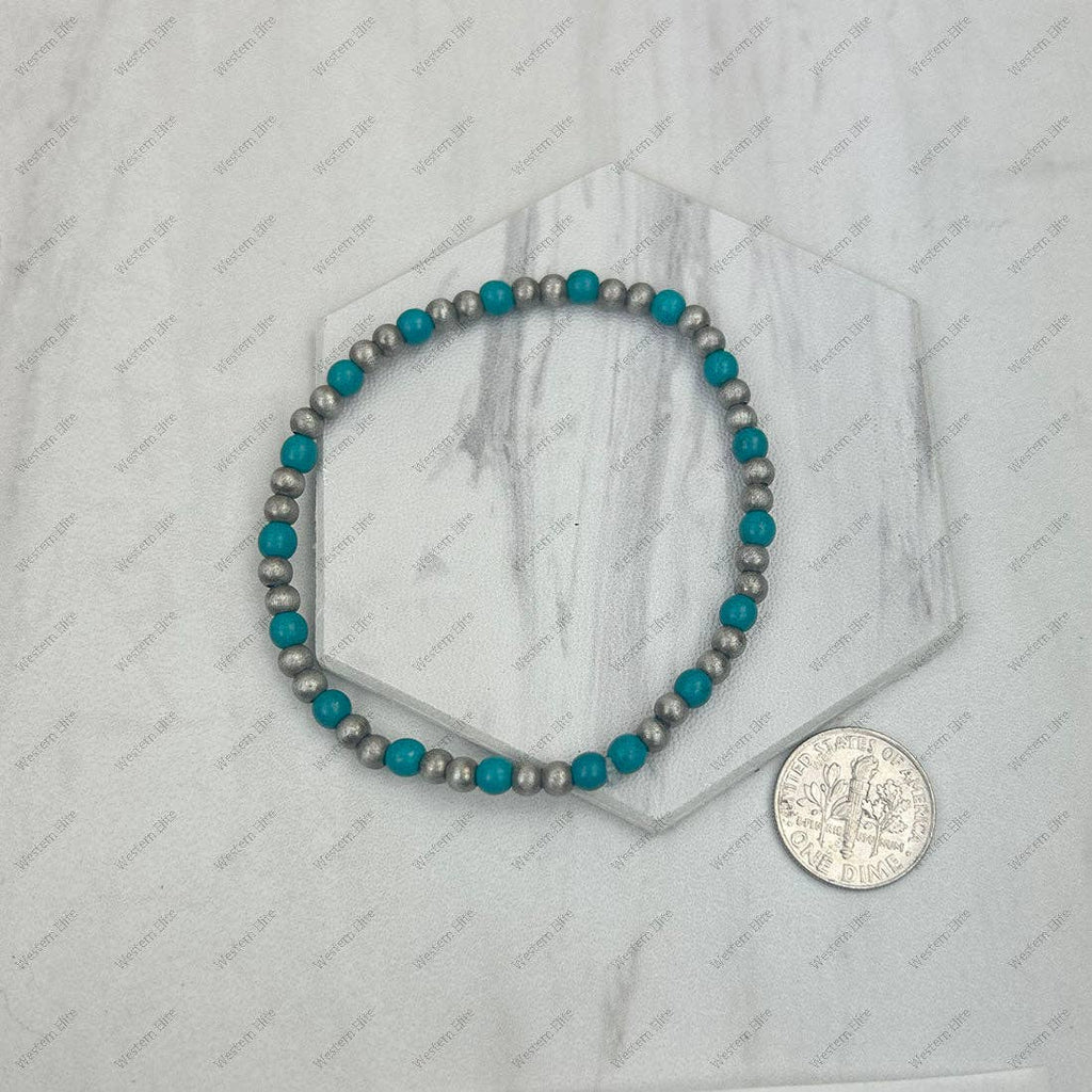 Silver Navajo pearl with light pink turquoise stone beads Bracelet