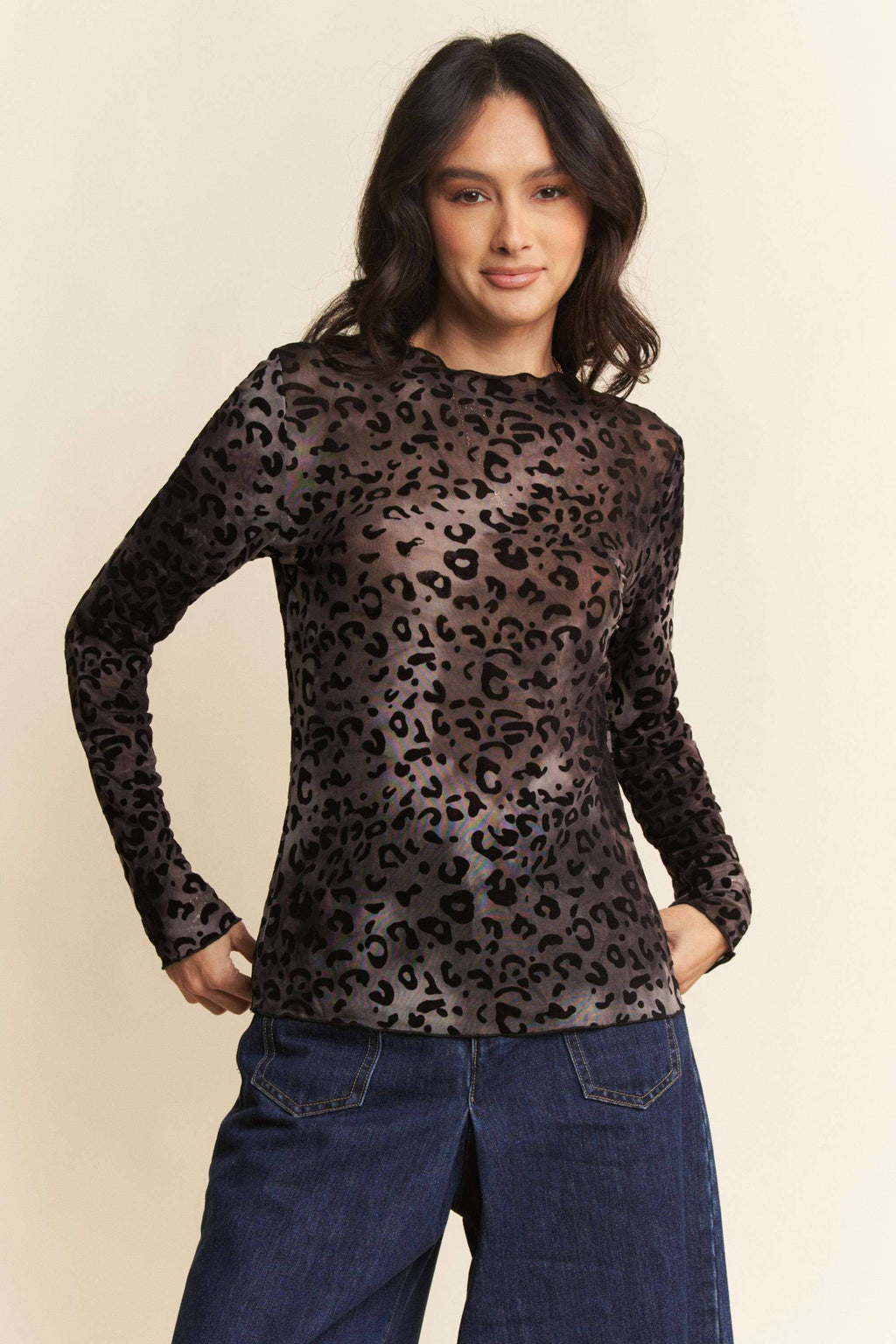 PLUS LEOPARD PRINT TEXTURED LAYERING TOP