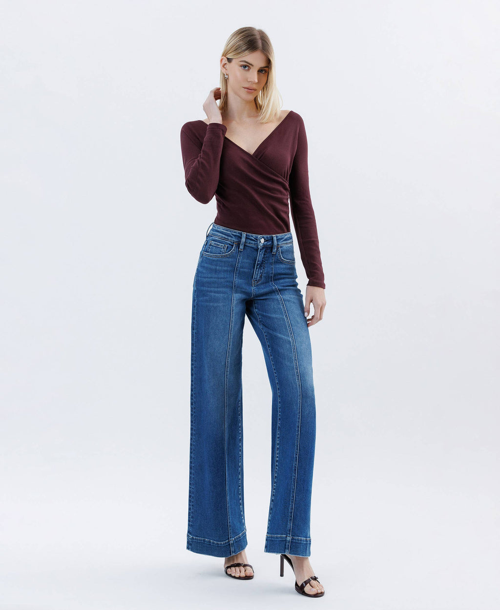 HIGH RISE TROUSER HEM EXTREME WIDE LEG JEANS