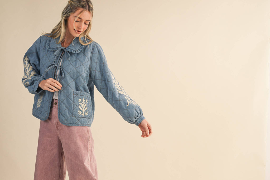 QUILTED JACKET WITH EMBROIDERY