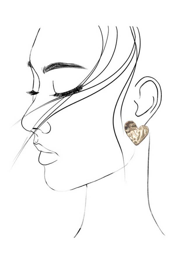 HAMMERED HEART STUD EARRINGS