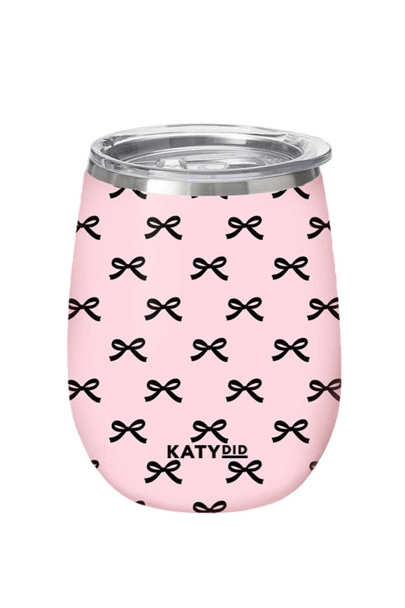 Black & Pink Mini Bows Insulated Wine Tumbler