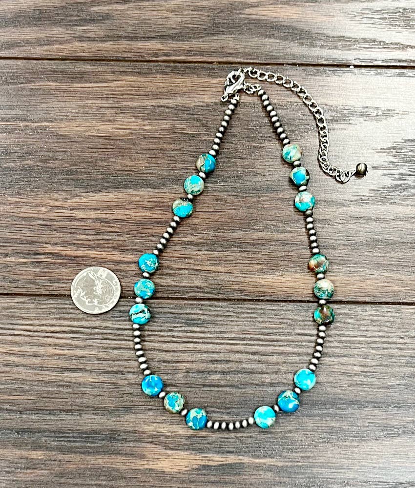 738568, Handmade 16" Rondelle Gemstone Necklace