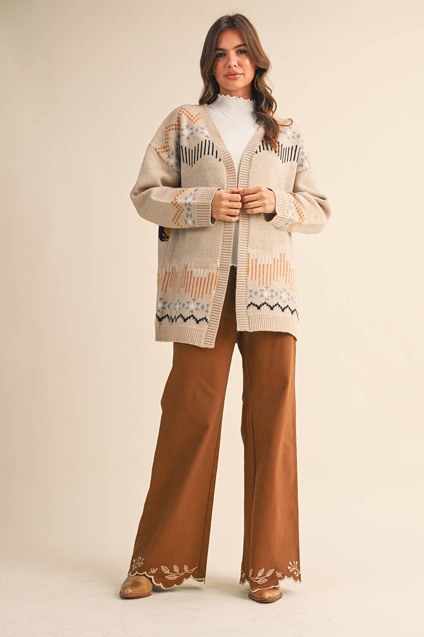 WESTERN MOTIF SWEATER CARDIGAN