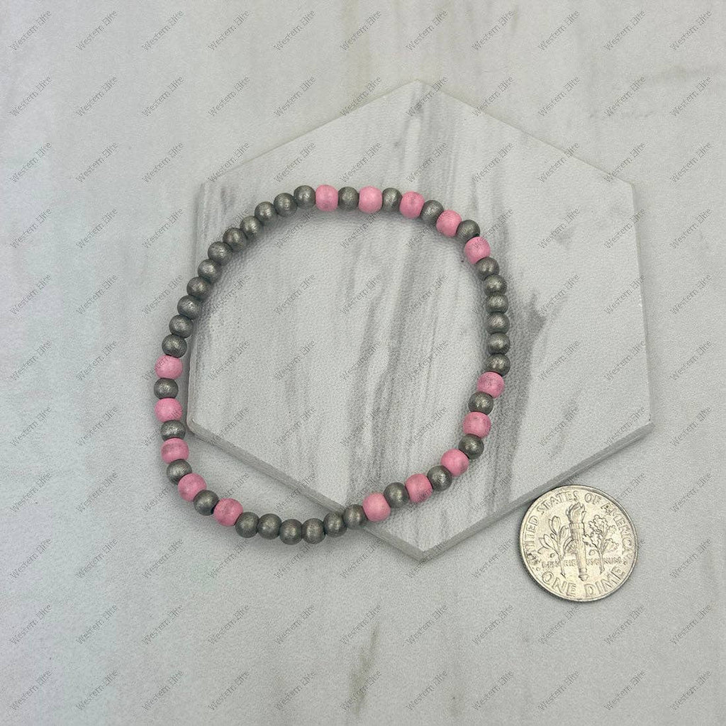 Silver Navajo pearl with light pink turquoise stone beads Bracelet
