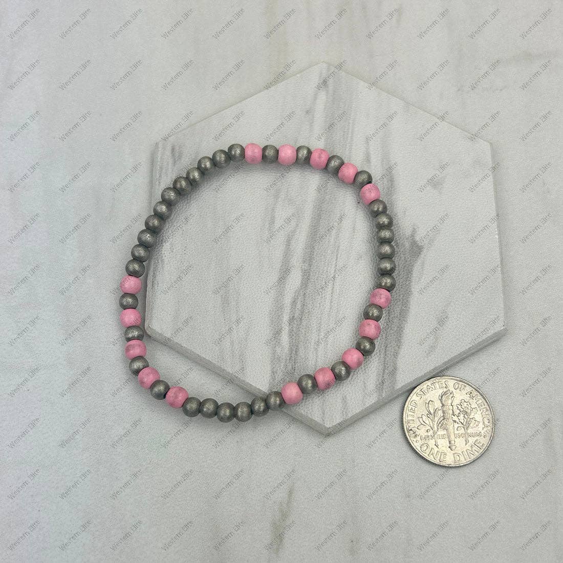 Silver Navajo pearl with light pink turquoise stone beads Bracelet