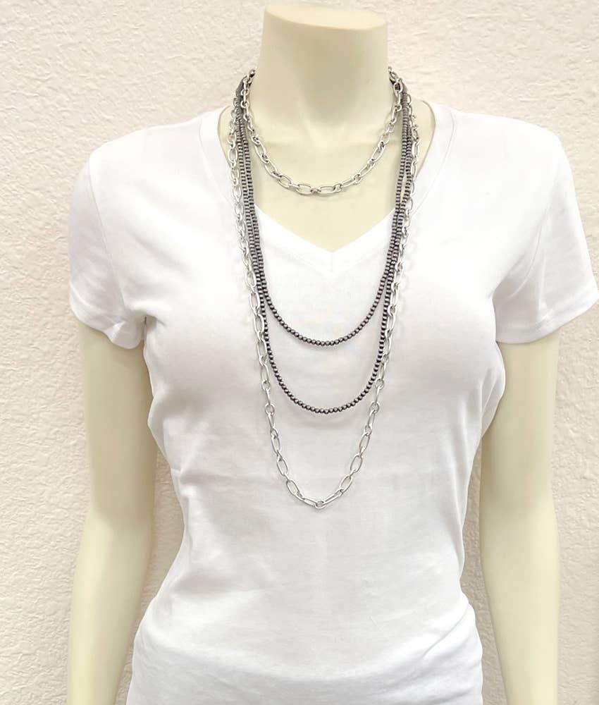 735470, Handmade 34" Navajo Bead Chain Necklace