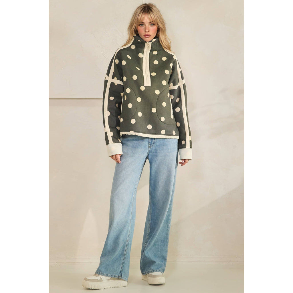 Polka Dot Contrast Pull Over