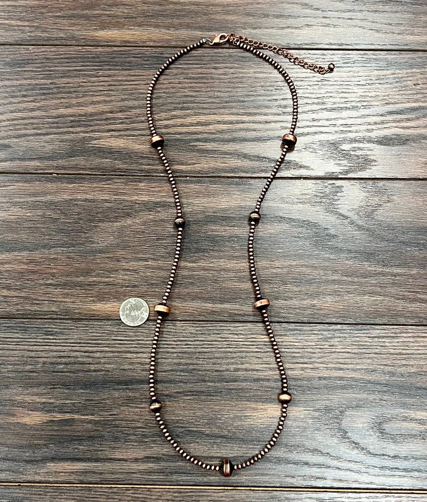 738984, Handmade 34" Copper Navajo Bead Necklace