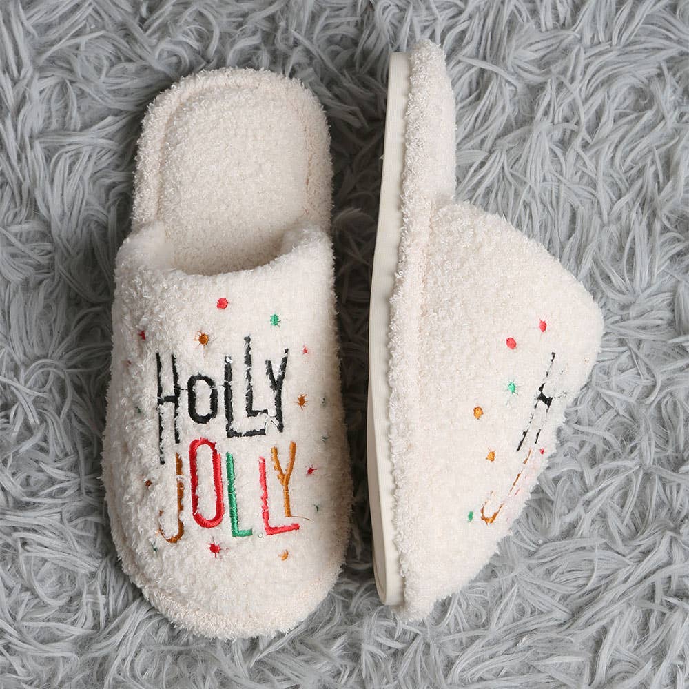 HOLLY JOLLY Holiday Soft Home Indoor Floor Slippers
