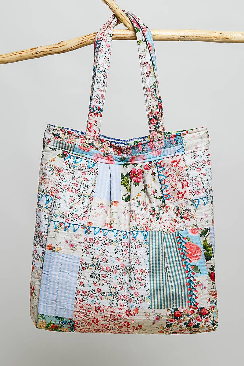 Quilted Patchwork Print Shoulder Tote Bag
