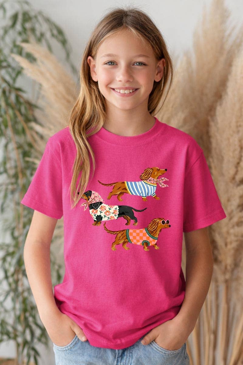 Stylish Dachshunds Kids Graphic Heavy Cotton Tee