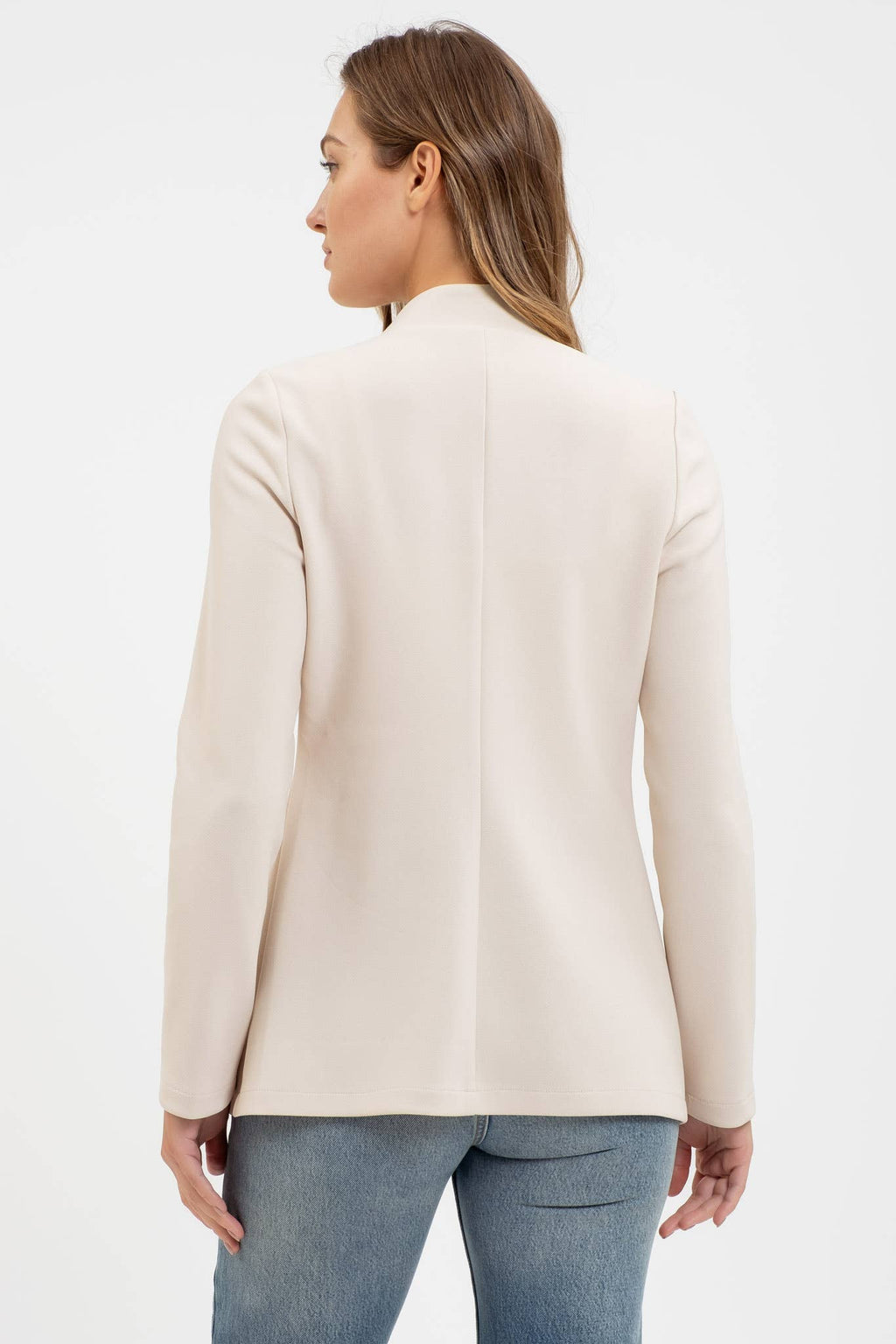 NOTCH COLLAR LONG SLEEVE LONG LINE BLAZER