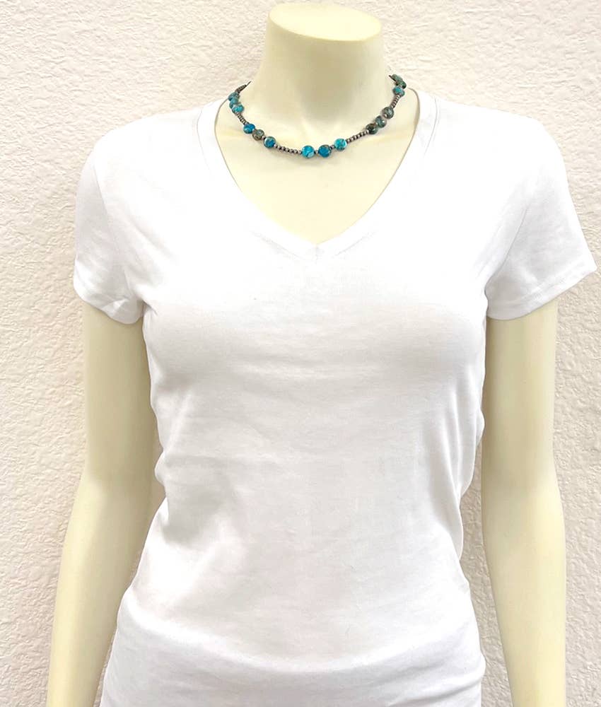 738568, Handmade 16" Rondelle Gemstone Necklace