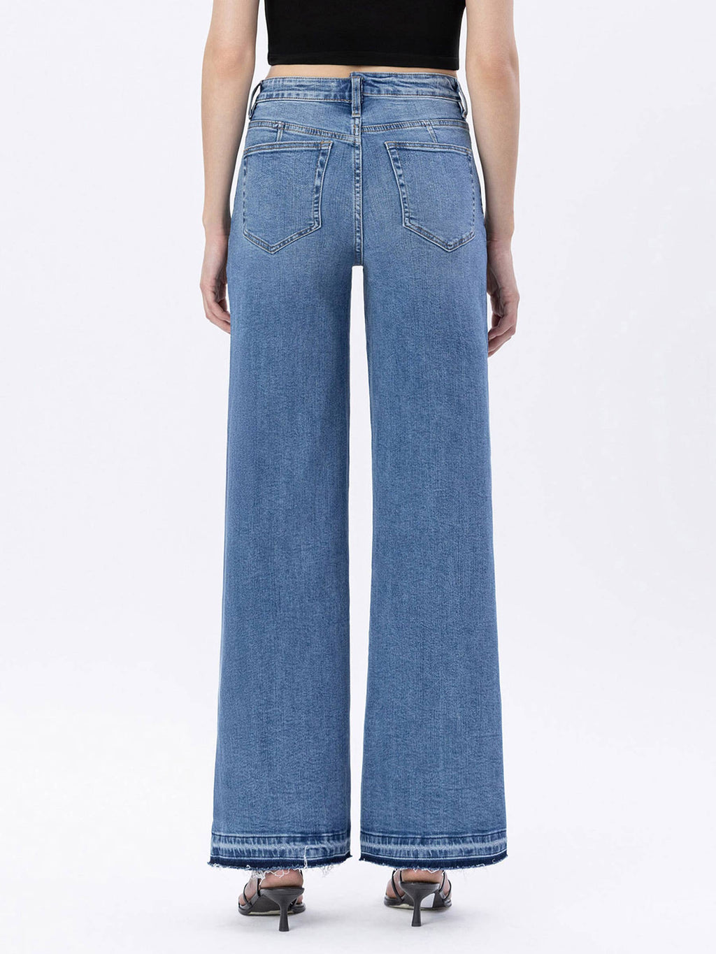 SUPER HIGH RISE SPLIT SEAM WIDE LEG JEANS
