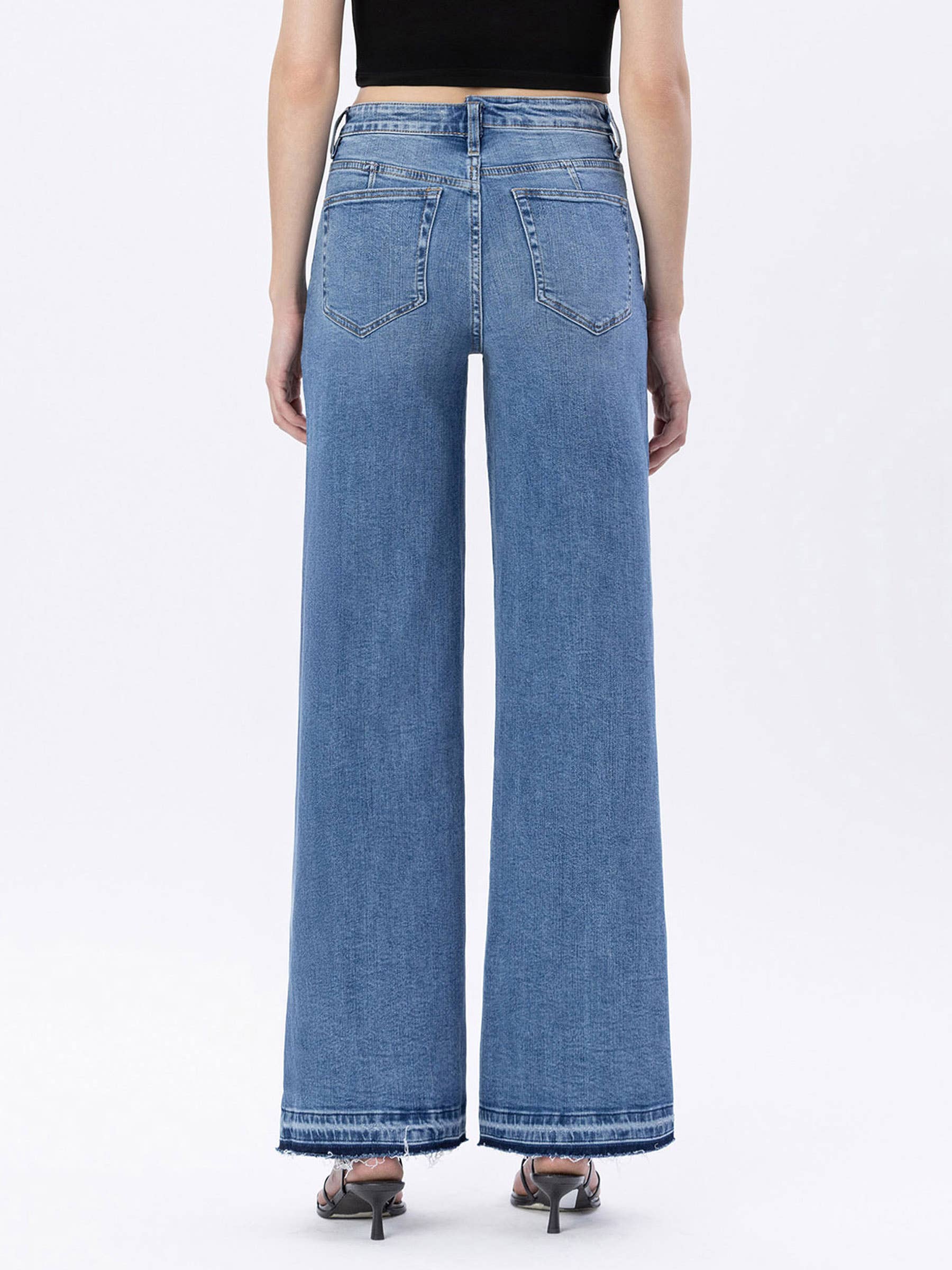 SUPER HIGH RISE SPLIT SEAM WIDE LEG JEANS