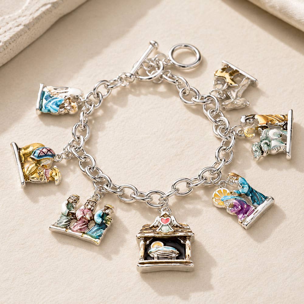 Enamel Jesus Metal Charm Toggle Bracelet
