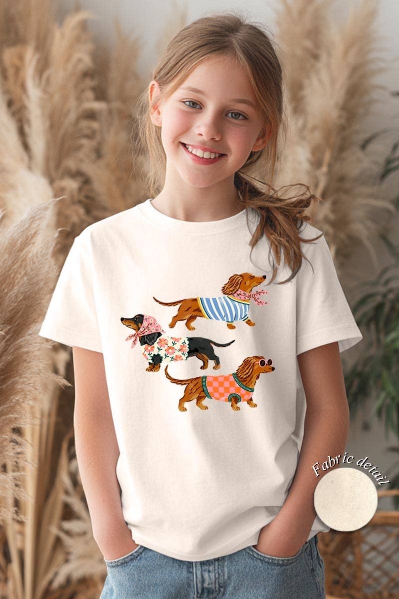 Stylish Dachshunds Kids Graphic Heavy Cotton Tee