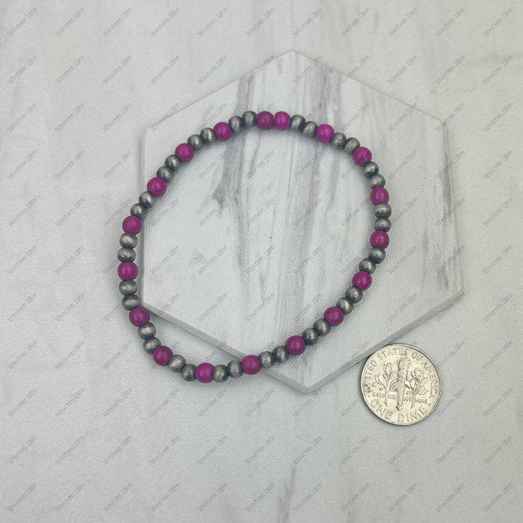 Silver Navajo pearl with light pink turquoise stone beads Bracelet