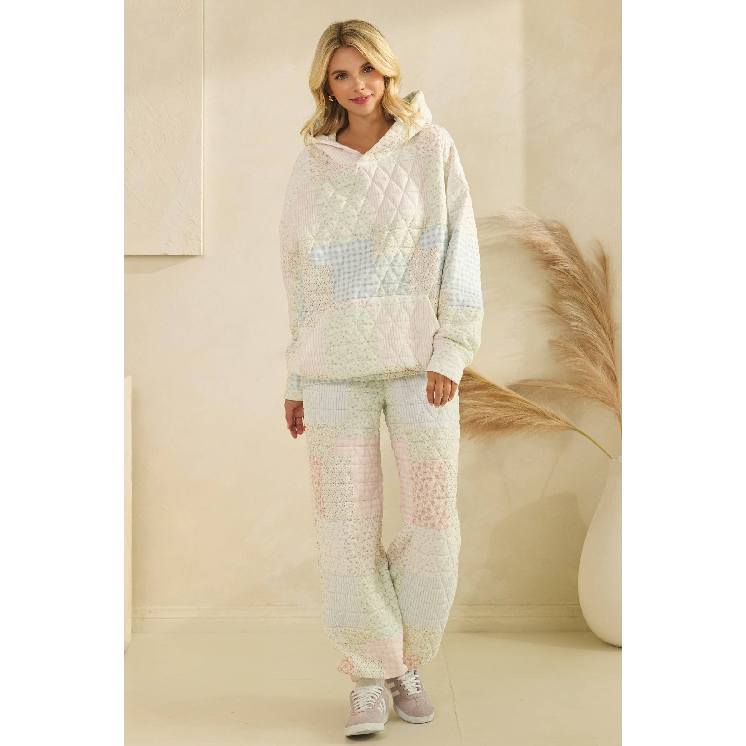 Floral textured lounge pants
