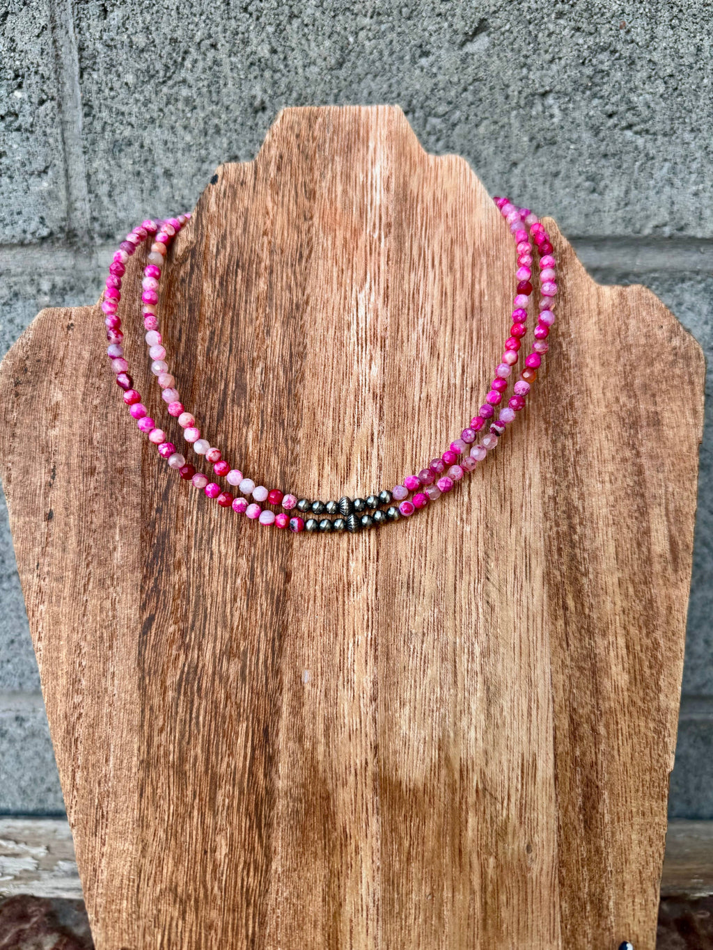 Pink Choker With Navajo Pearls/Western choker/Small Choker