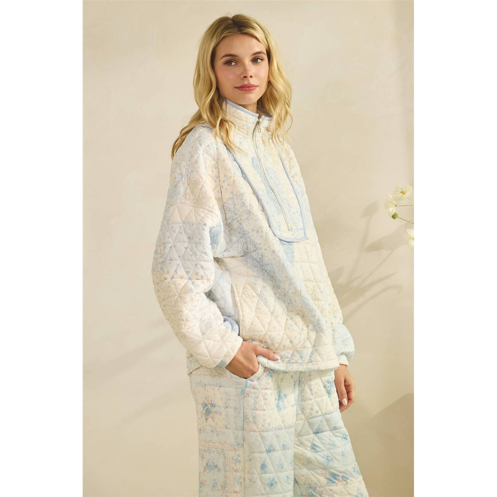 Floral textured lounge pants