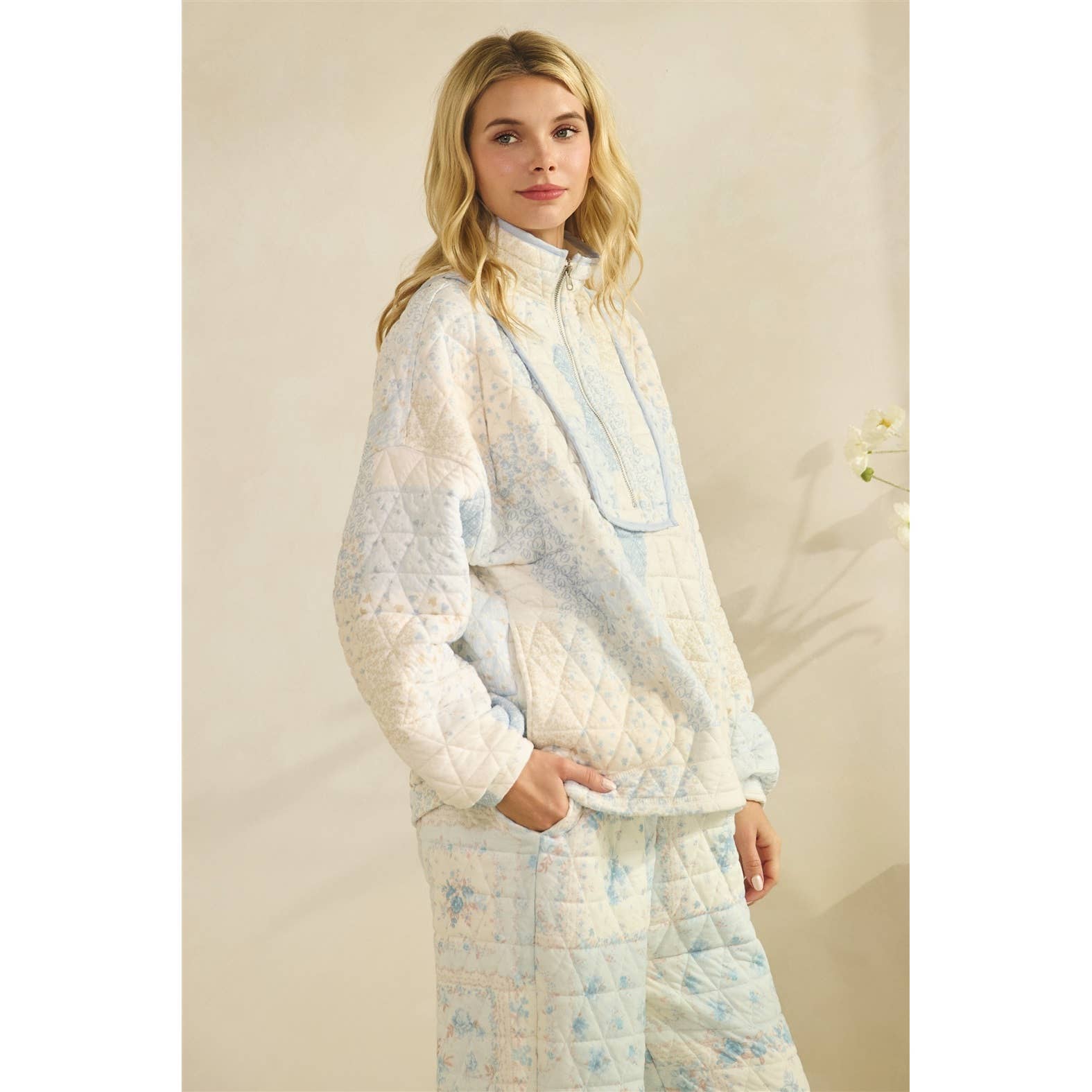 Floral textured lounge pants