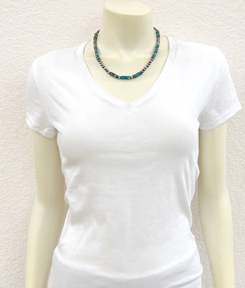 739213, Handmade 18" Navajo 6mm Gemstone Necklace