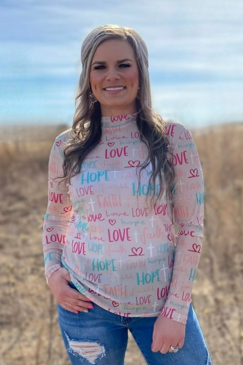 Faith, Hope & Love Mesh Top