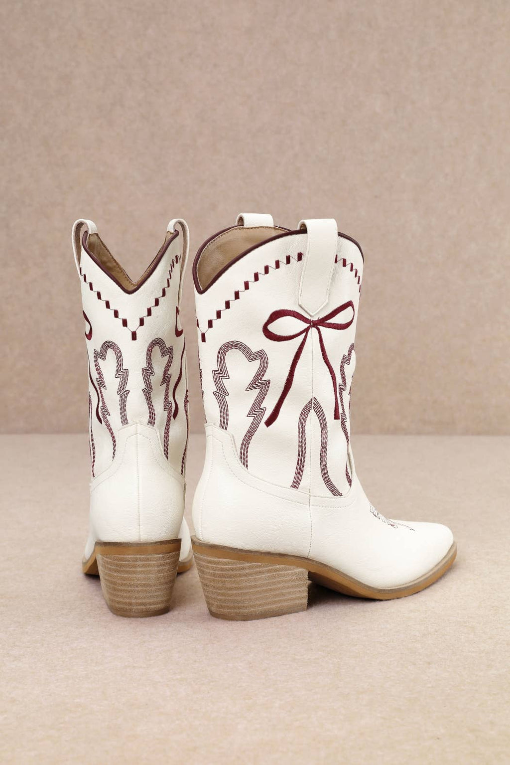 ZETA RIBBON EMBROIDERY WESTERN ANKLE BOOTS