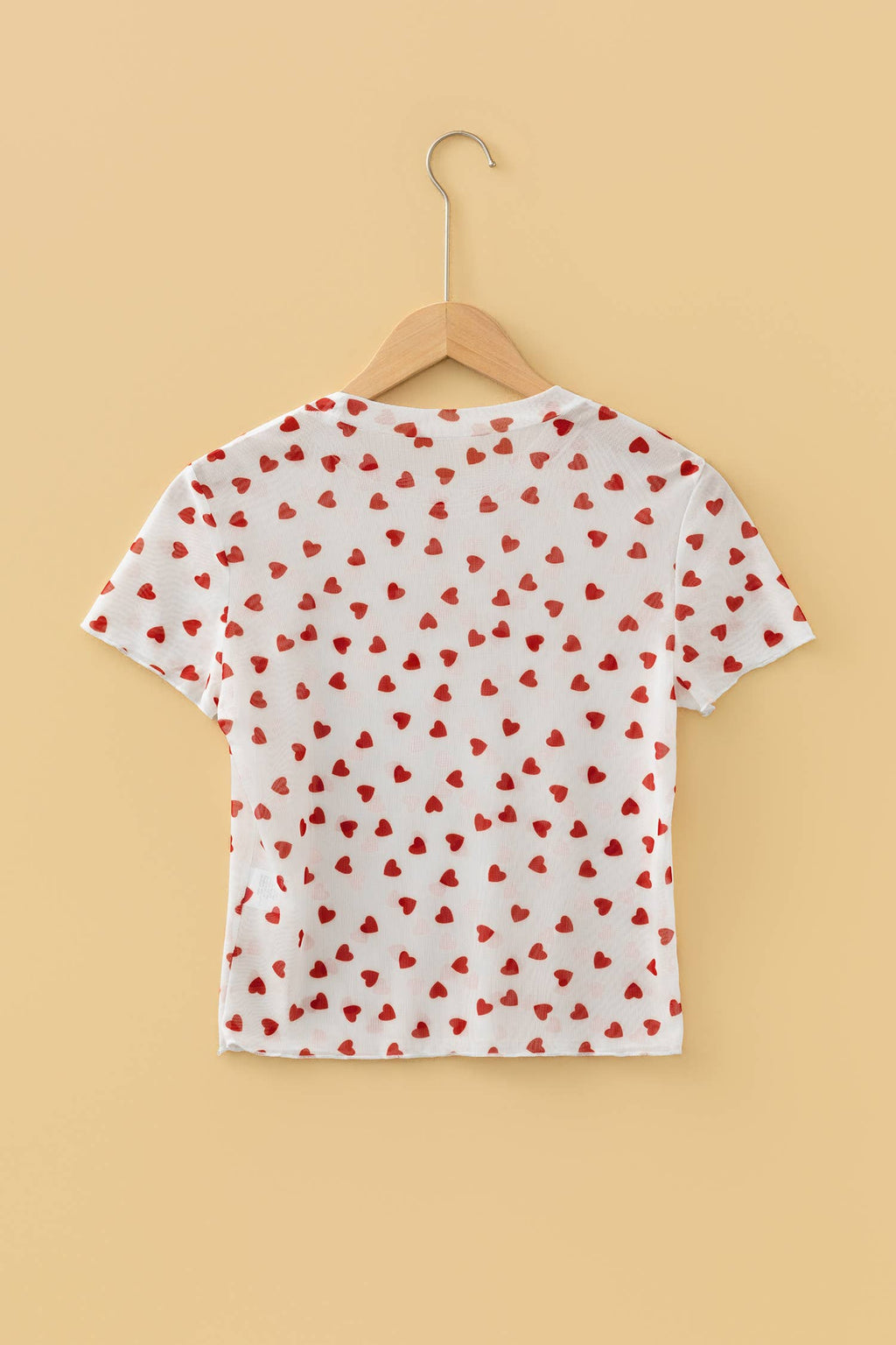 Heart Mock Neck Mesh Valentine's Day Top