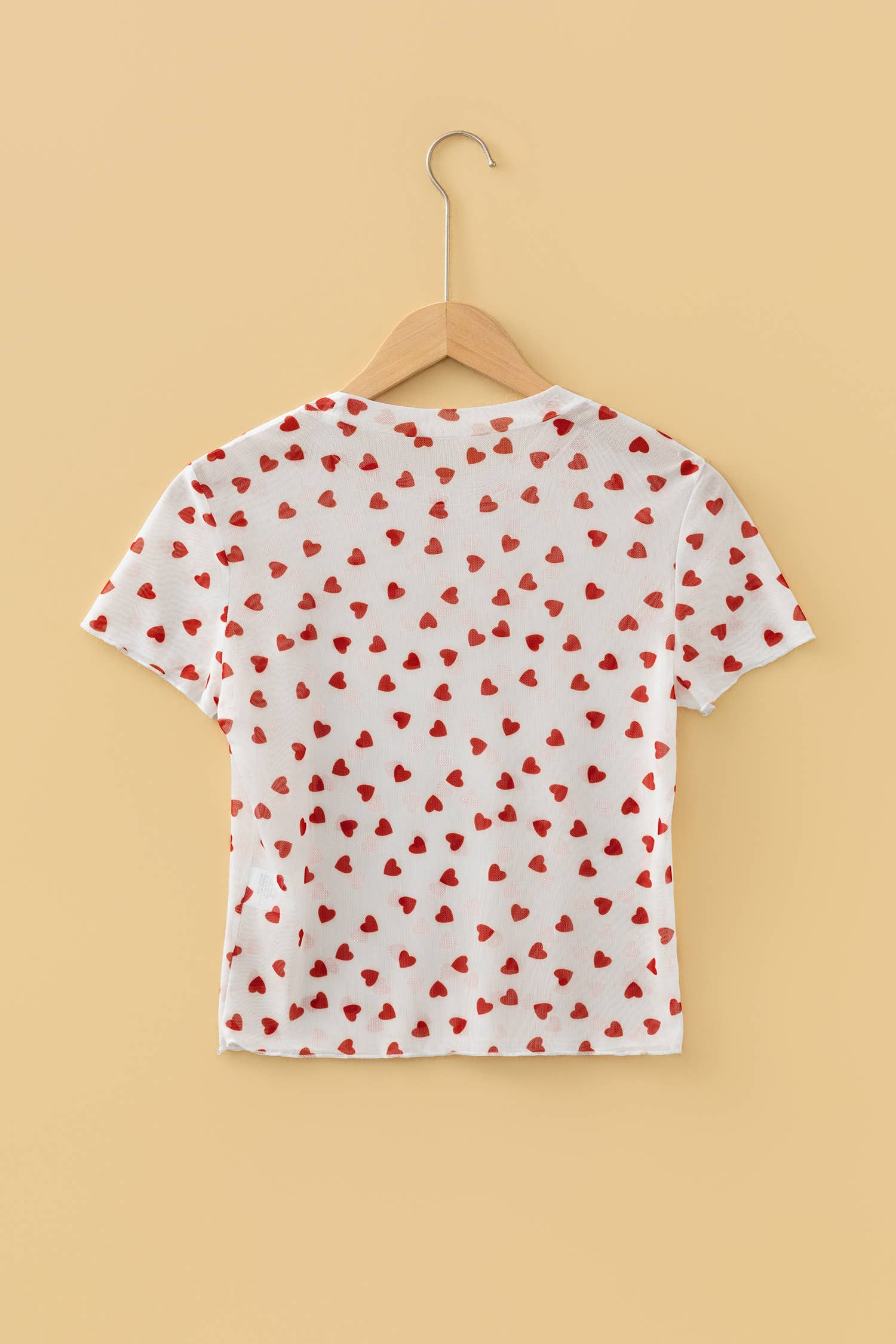 Heart Mock Neck Mesh Valentine's Day Top