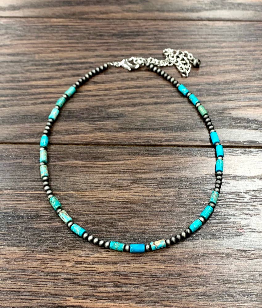 734956, Handmade 16" Navajo 8mm Gemstone Necklace