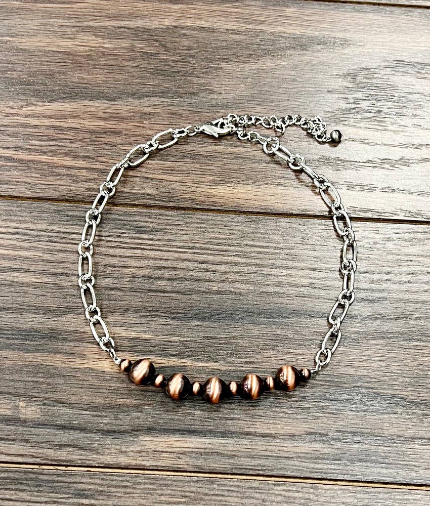 Handmade 15" Copper Navajo Bead Necklace