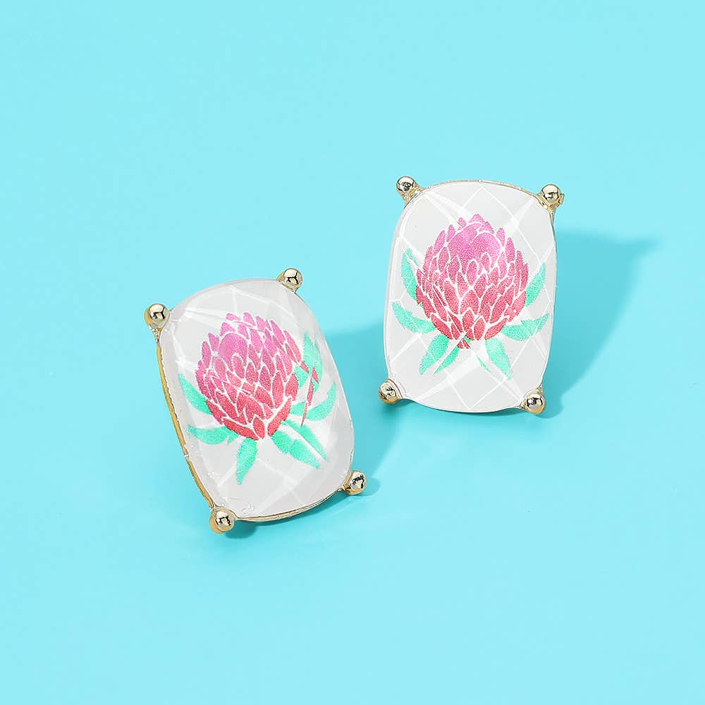 Rectangular Mahjong Tile Cluster Stud Earrings