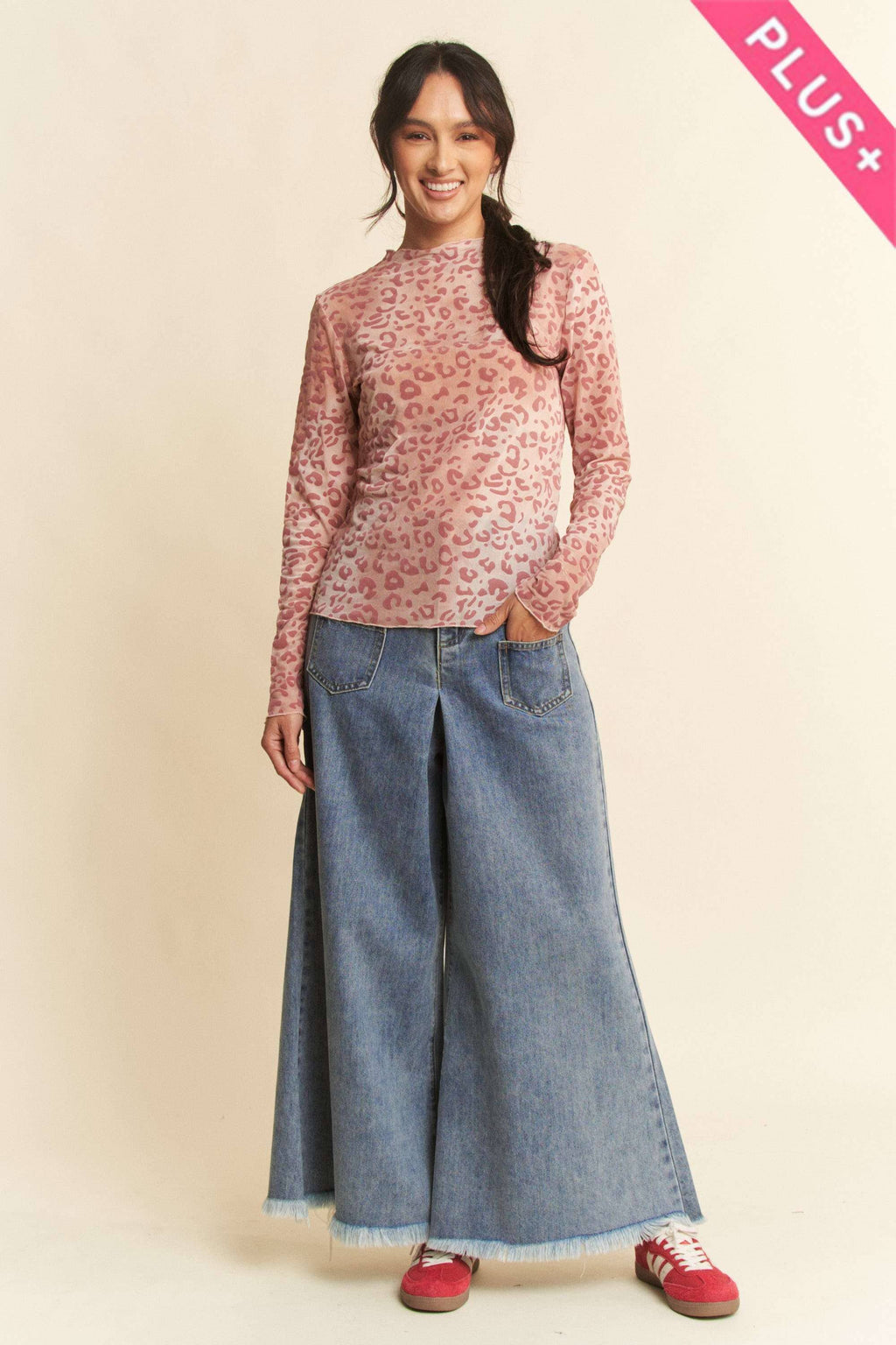 PLUS LEOPARD PRINT TEXTURED LAYERING TOP