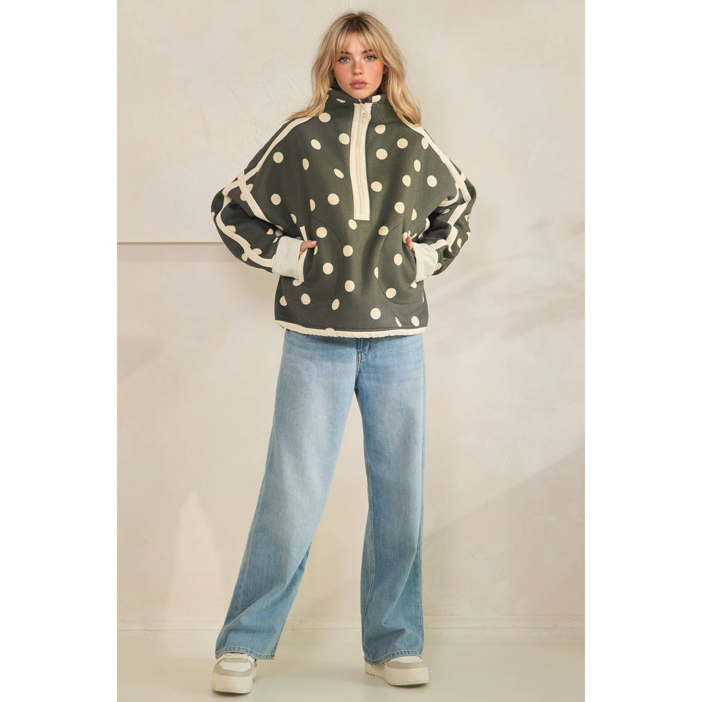 Polka Dot Contrast Pull Over