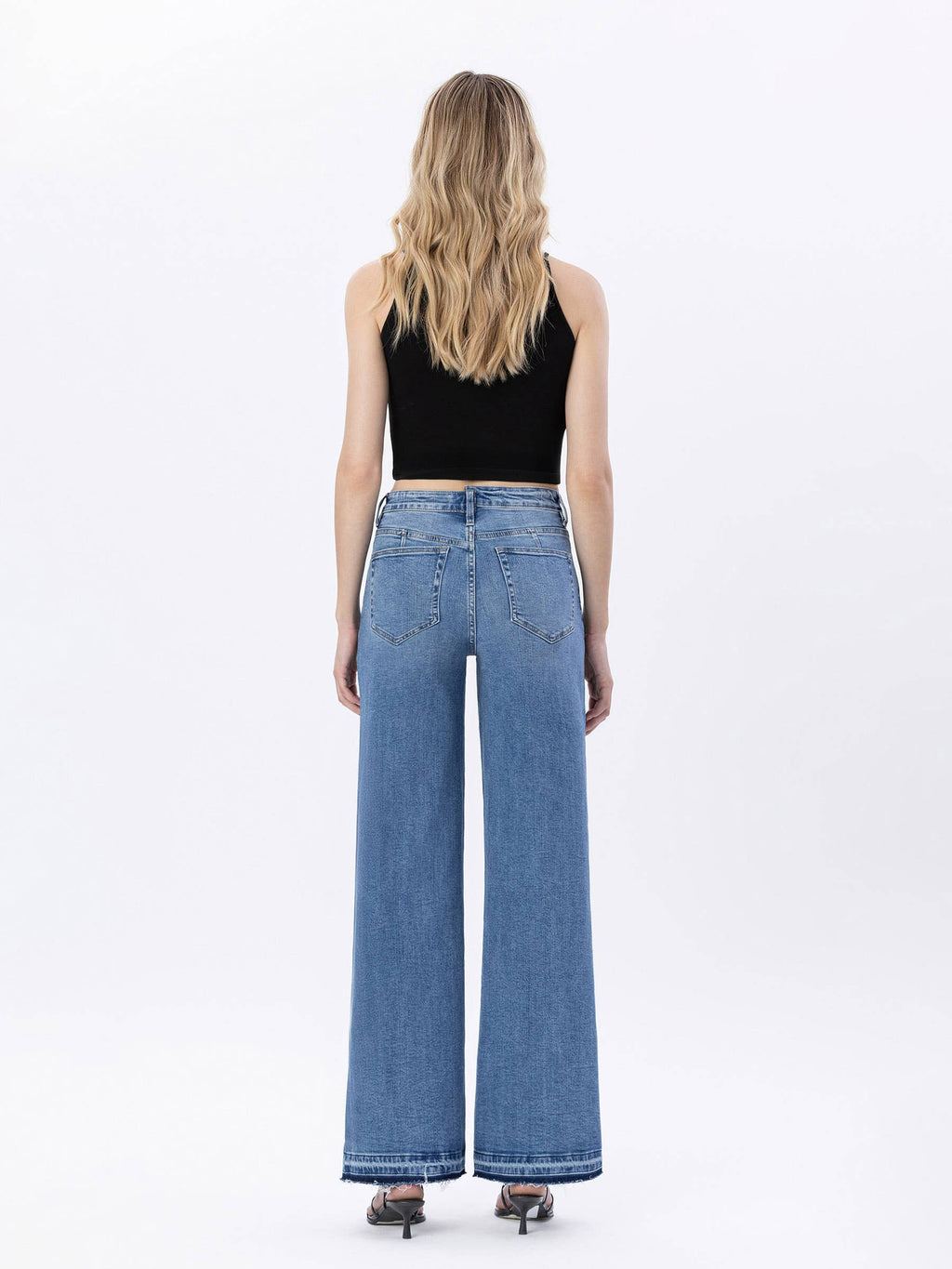 SUPER HIGH RISE SPLIT SEAM WIDE LEG JEANS