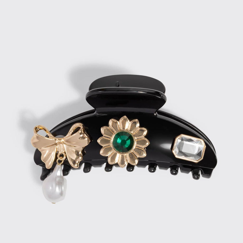 KitschPop™️ Curved Claw Clip 7pc Set Vintage - Black